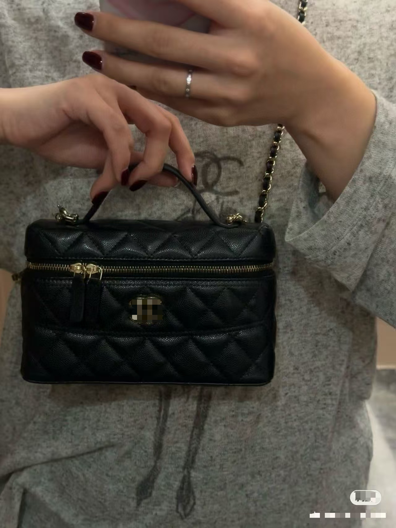 Cross-Border 2026 Early Spring New Style Genuine Leather Satchel Quilted Chain Box Shoulder Crossbody Bag Fashionable Versatile Cosmetic Bag detail image