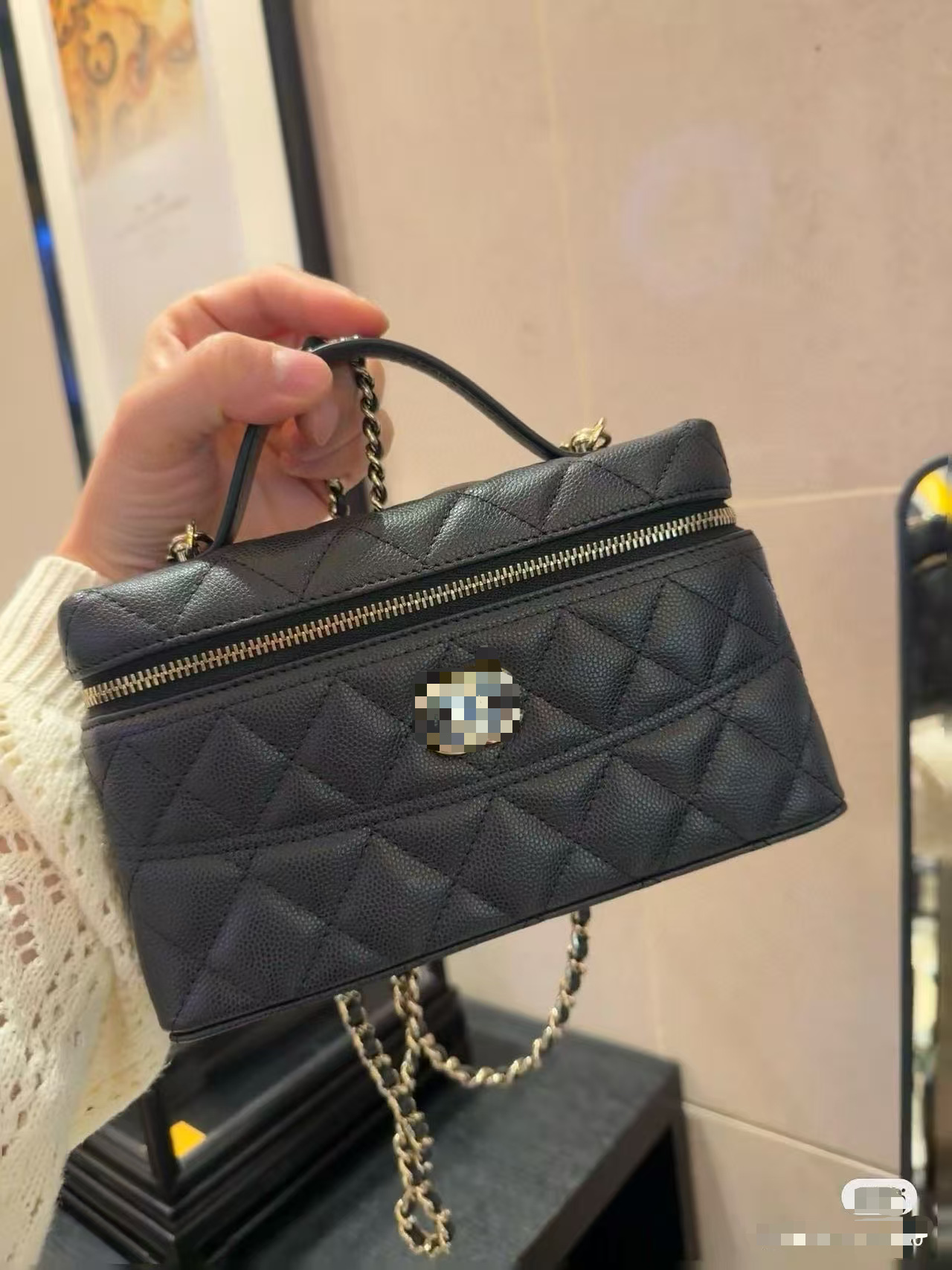 Cross-Border 2026 Early Spring New Style Genuine Leather Satchel Quilted Chain Box Shoulder Crossbody Bag Fashionable Versatile Cosmetic Bag