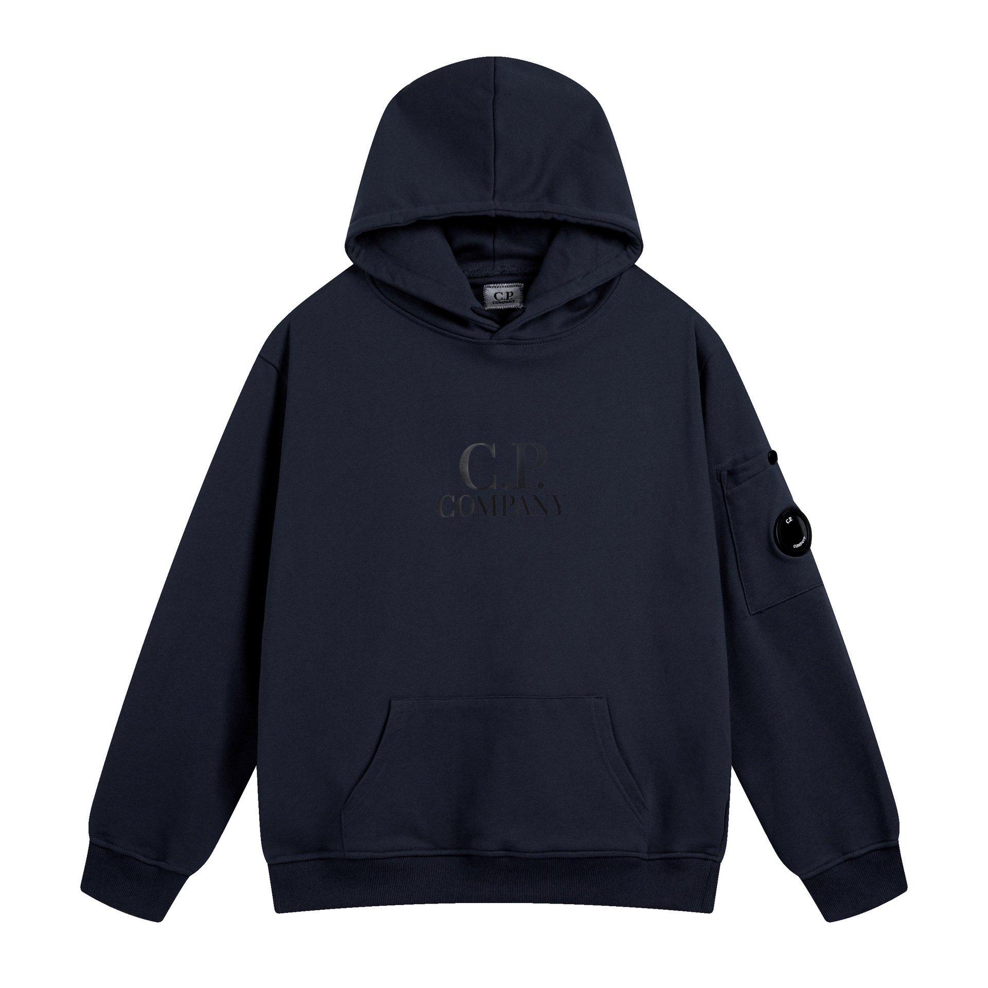 European and American C.P. Lens Badge Functional Hooded Sweatshirt