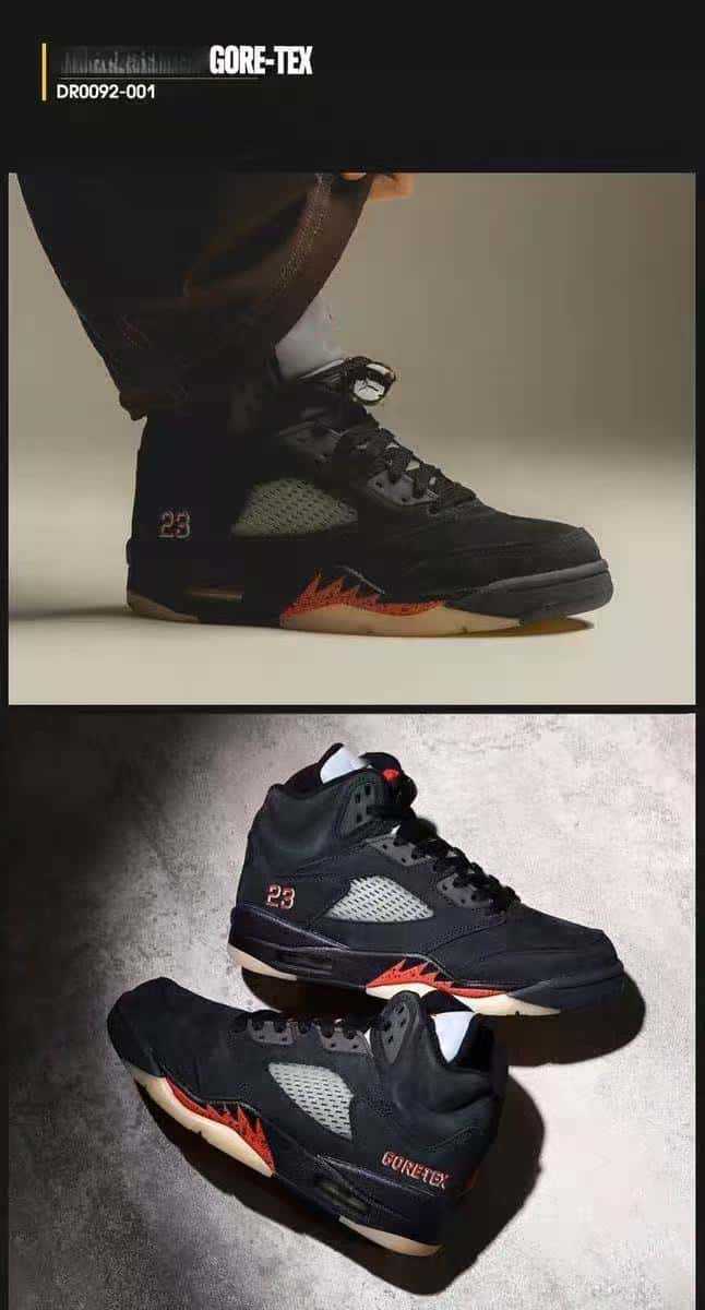 Shoes Aj5 High-Top Basketball Shoes Black Silver Rukawa Kaede Psg detail image