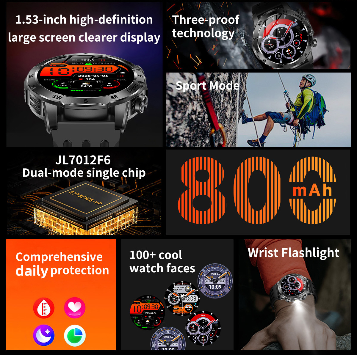 New Model Ak92 Smart Watch, Multi-Functional Bluetooth Call, Heart detail image