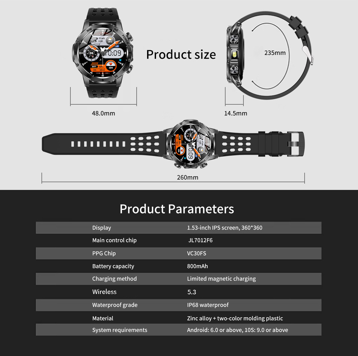 New Model Ak92 Smart Watch, Multi-Functional Bluetooth Call, Heart detail image