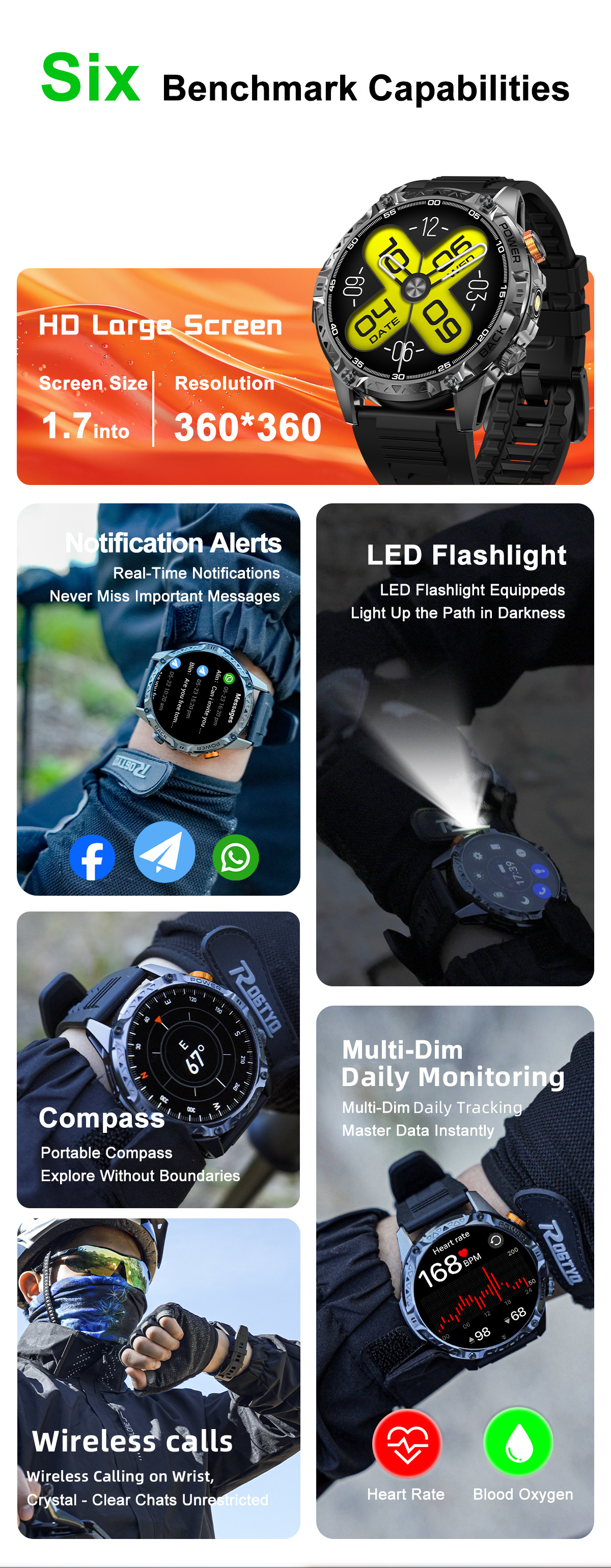 New Model Yk16 Smart Watch with Bluetooth Calling, Heart Rate detail image