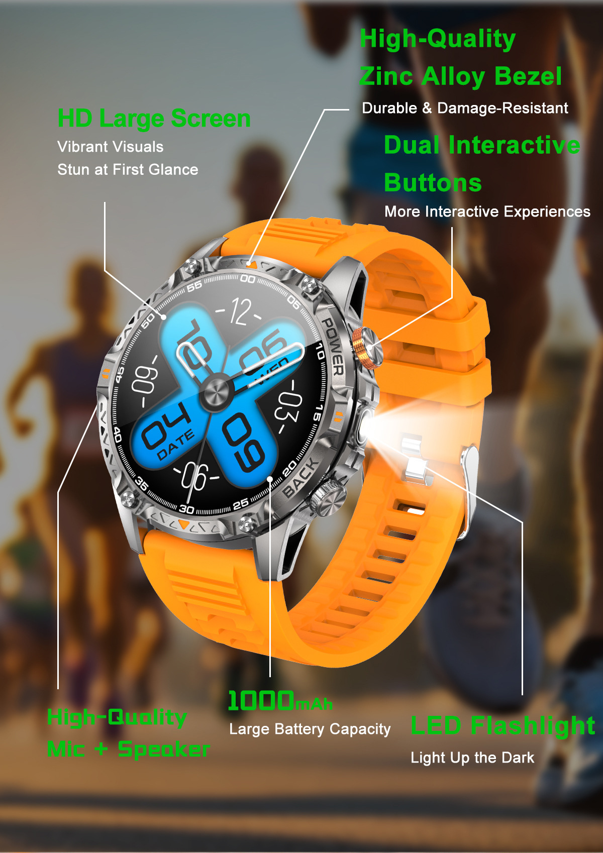 New Model Yk16 Smart Watch with Bluetooth Calling, Heart Rate detail image