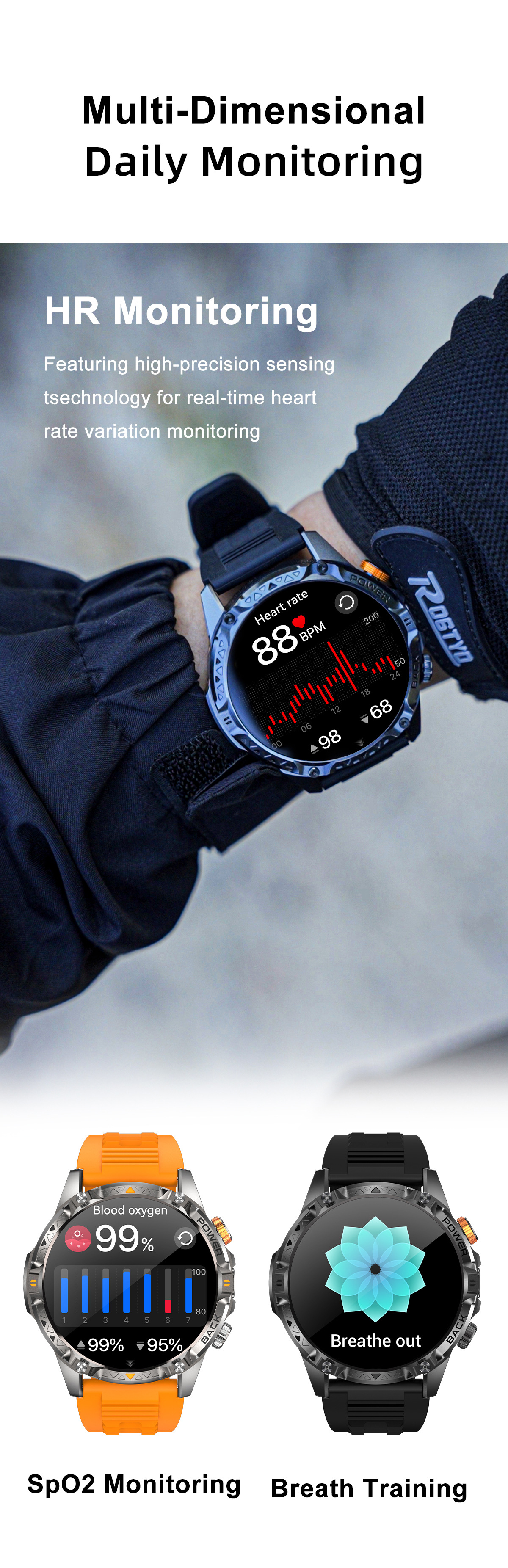 New Model Yk16 Smart Watch with Bluetooth Calling, Heart Rate detail image