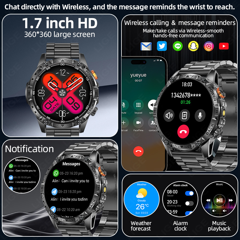 New Model Yk16 Smart Watch with Bluetooth Calling, Heart Rate