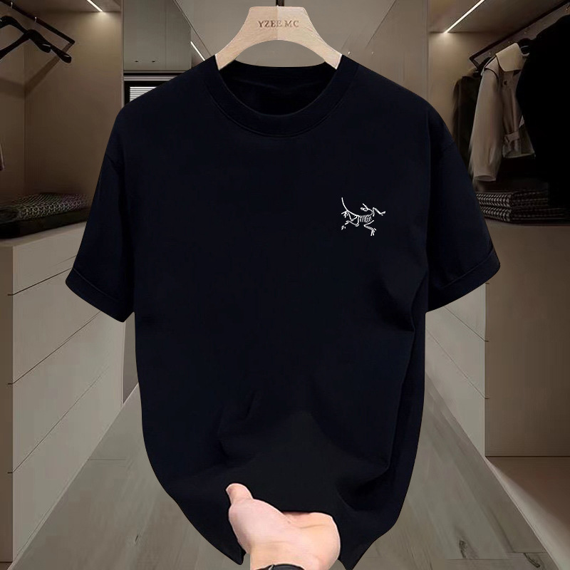 Bird family short sleeve American heavyweight T-shirt men's round neck double yarn combed short sleeve 260g couple tide brand loose