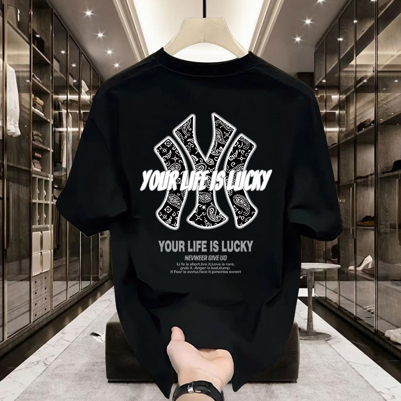 American Style Handsome Heavyweight Short-Sleeved T-Shirt Men's Summer New Ins Trendy Brand Street Loose Top Men's Half-Sleeved
