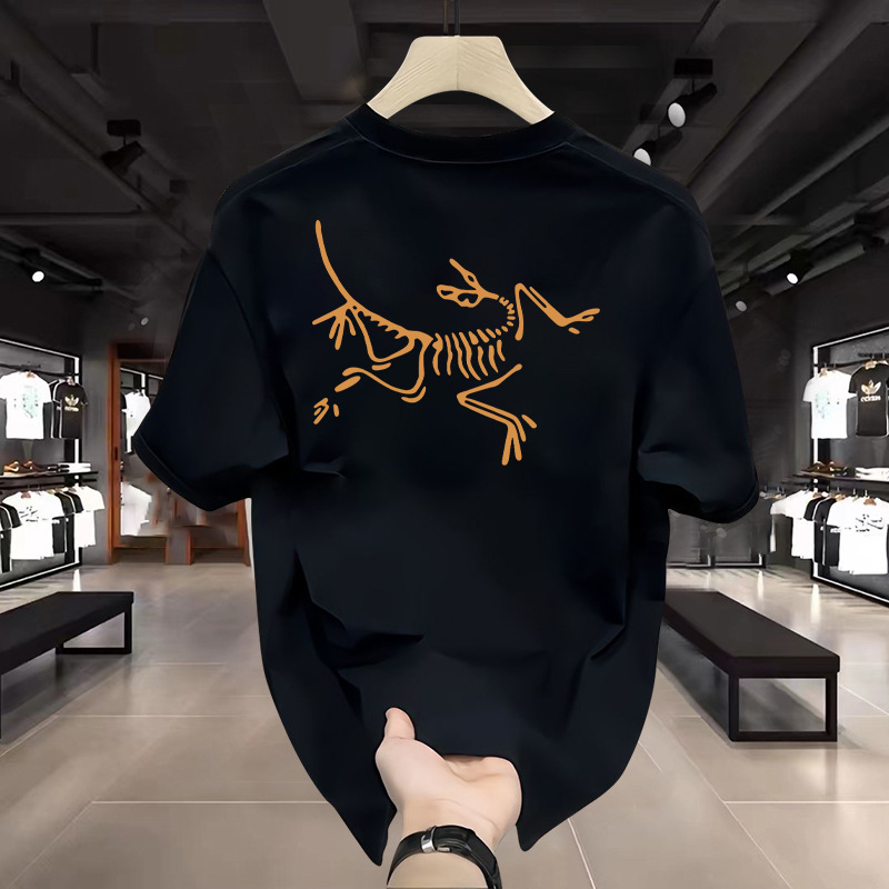 2025 New Summer Style Niaojia Short-Sleeved T-Shirt Men's Combed American Heavy Half-Sleeved Couple Loose Top