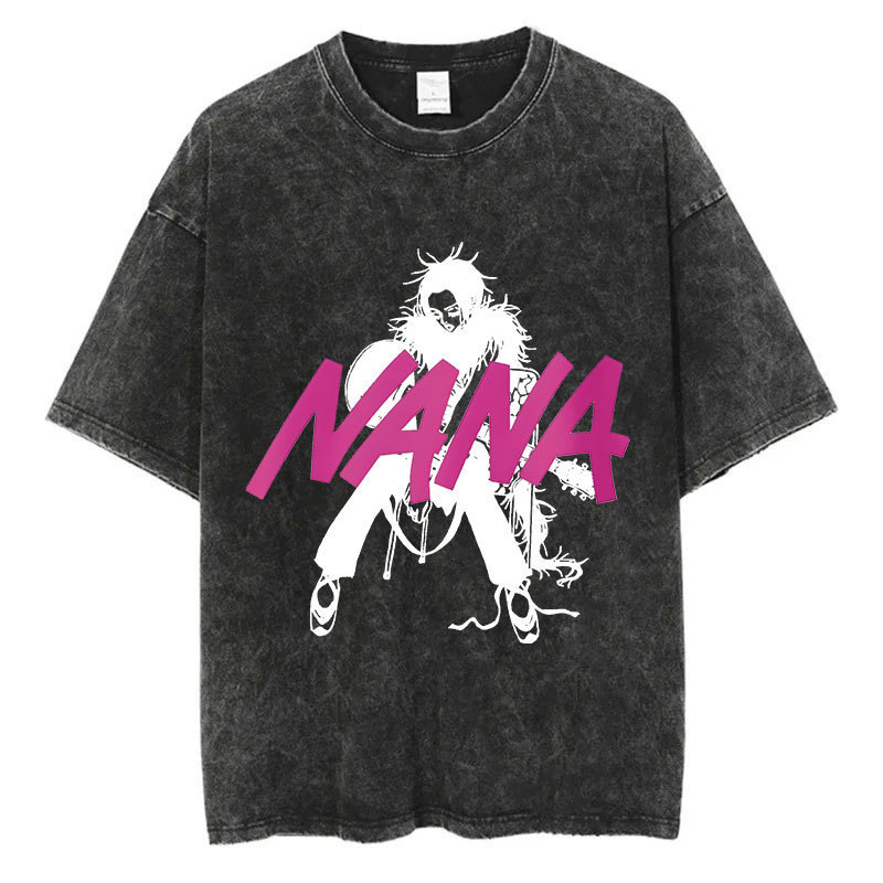 Foreign Trade Japanese Nana Independent Osaki Anime New Retro T-Shirt 2025 Harajuku Print Washed