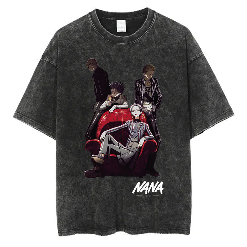 Foreign Trade Japanese Nana Independent Osaki Anime New Retro T-Shirt 2025 Harajuku Print Washed