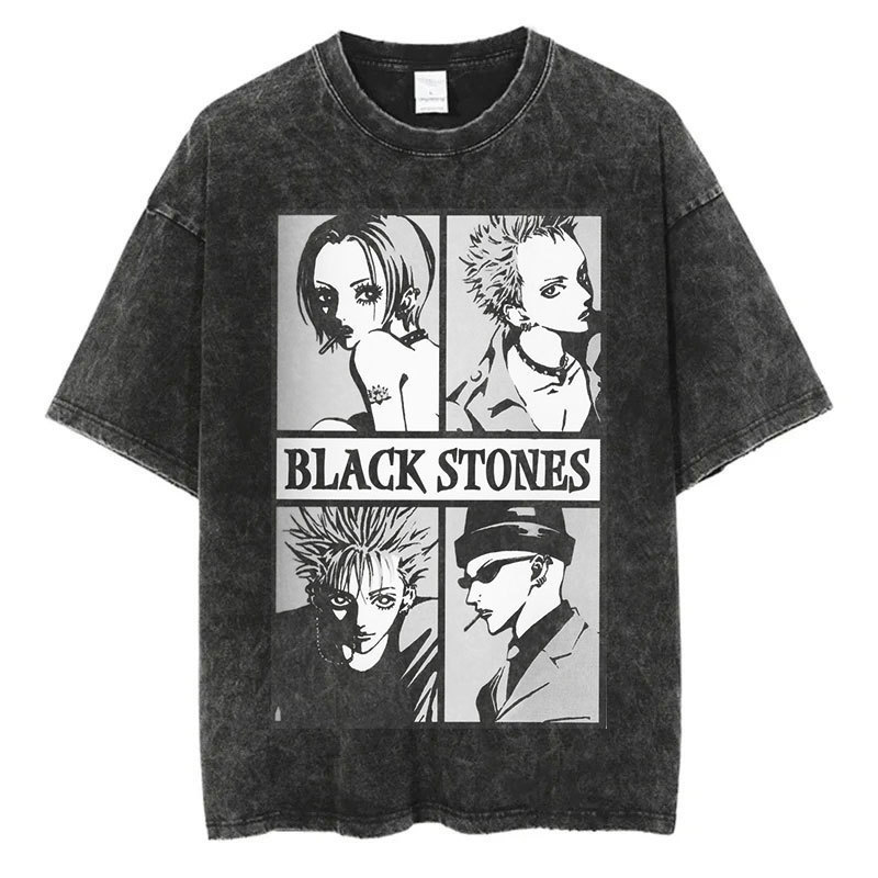 Foreign Trade Japanese Nana Independent Osaki Anime New Retro T-Shirt 2025 Harajuku Print Washed