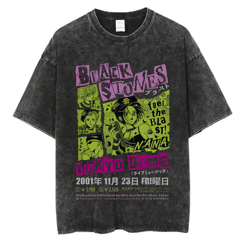 Foreign Trade Japanese Nana Independent Osaki Anime New Retro T-Shirt 2025 Harajuku Print Washed