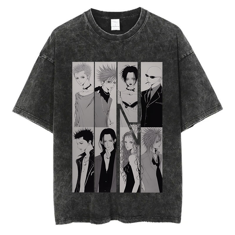 Foreign Trade Japanese Nana Independent Osaki Anime New Retro T-Shirt 2025 Harajuku Print Washed