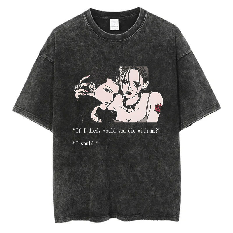 Foreign Trade Japanese Nana Independent Osaki Anime New Retro T-Shirt 2025 Harajuku Print Washed
