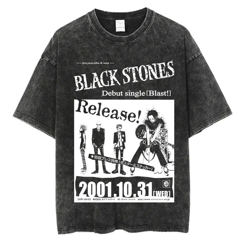 Foreign Trade Japanese Nana Independent Osaki Anime New Retro T-Shirt 2025 Harajuku Print Washed