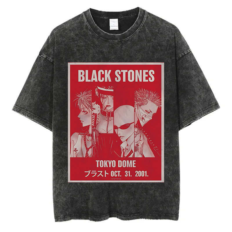 Foreign Trade Japanese Nana Independent Osaki Anime New Retro T-Shirt 2025 Harajuku Print Washed