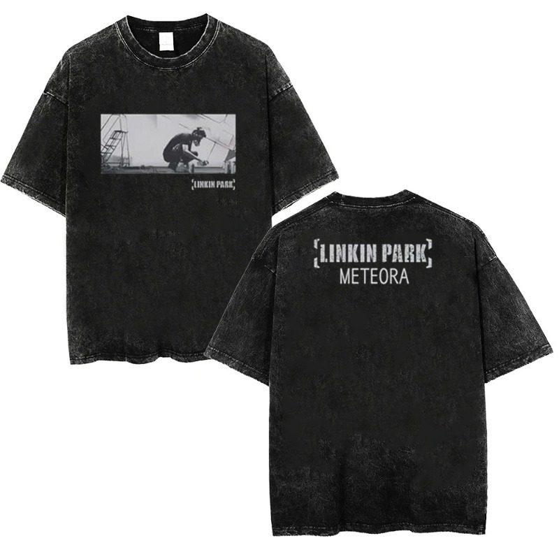 Independent Retro Foreign Trade Short-Sleeved Washed Black T-Shirt Casual 2025 Art Loose and Comfortable New Style
