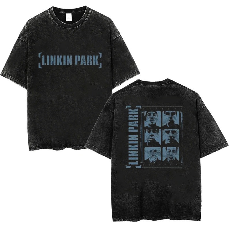 Independent Retro Short-Sleeved Washed Black T-Shirt Casual 2025 Art