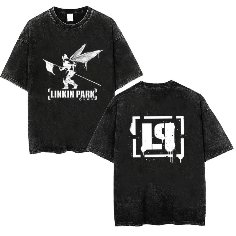 Independent Retro Short-Sleeved Washed Black T-Shirt Casual 2025 Art