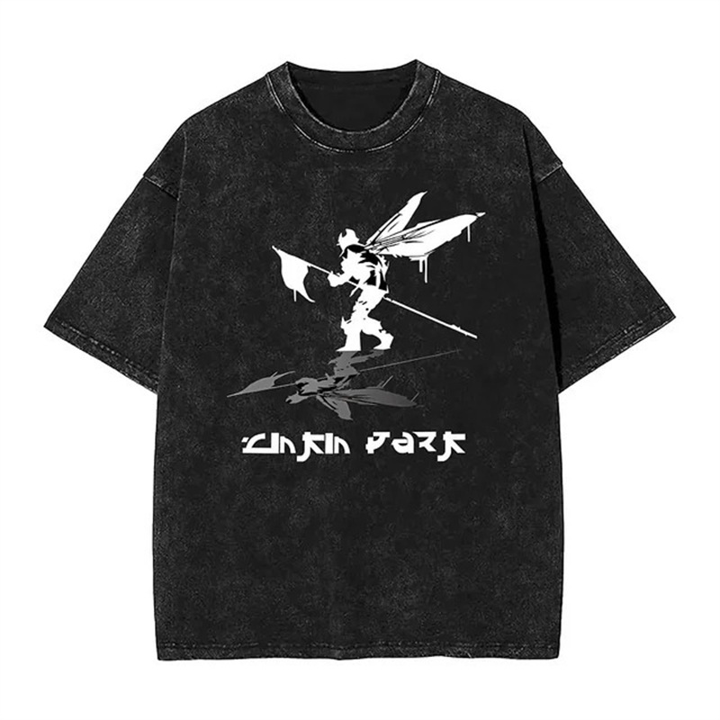 Independent Retro Short-Sleeved Washed Black T-Shirt Casual 2025 Art