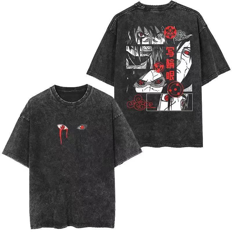 Foreign Trade Independent Women's New Version Harajuku T-Shirt 2025 Printed Loose Retro Men's Japanese Washed
