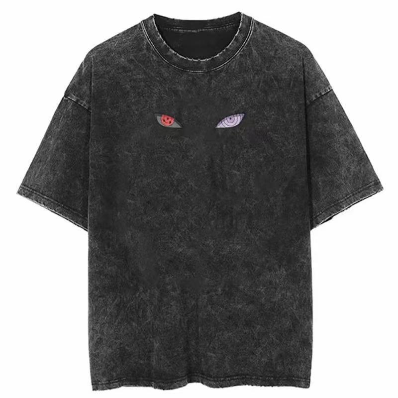 Foreign Trade Independent Women's New Version Harajuku T-Shirt 2025 Printed Loose Retro Men's Japanese Washed