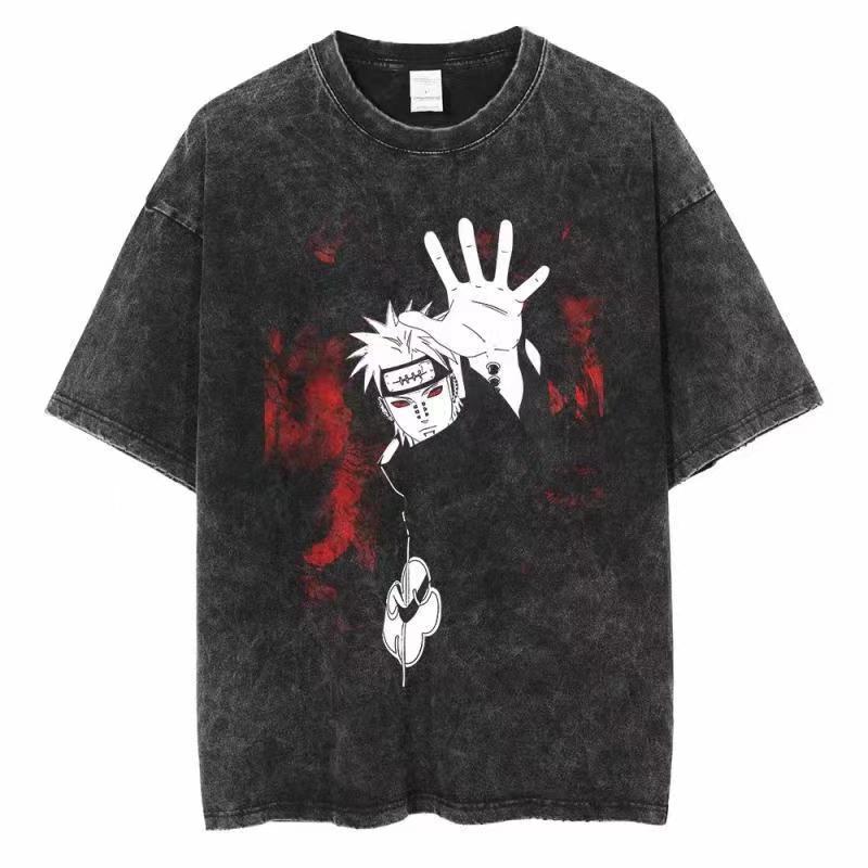 Foreign Trade Independent Women's New Version Harajuku T-Shirt 2025 Printed Loose Retro Men's Japanese Washed