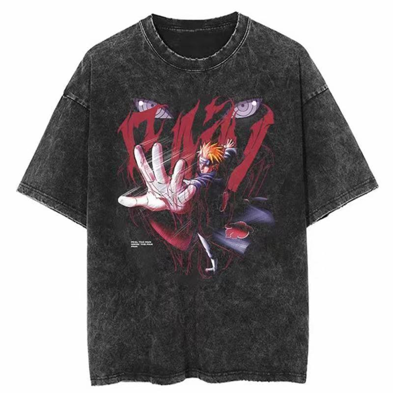 Foreign Trade Independent Women's New Version Harajuku T-Shirt 2025 Printed Loose Retro Men's Japanese Washed
