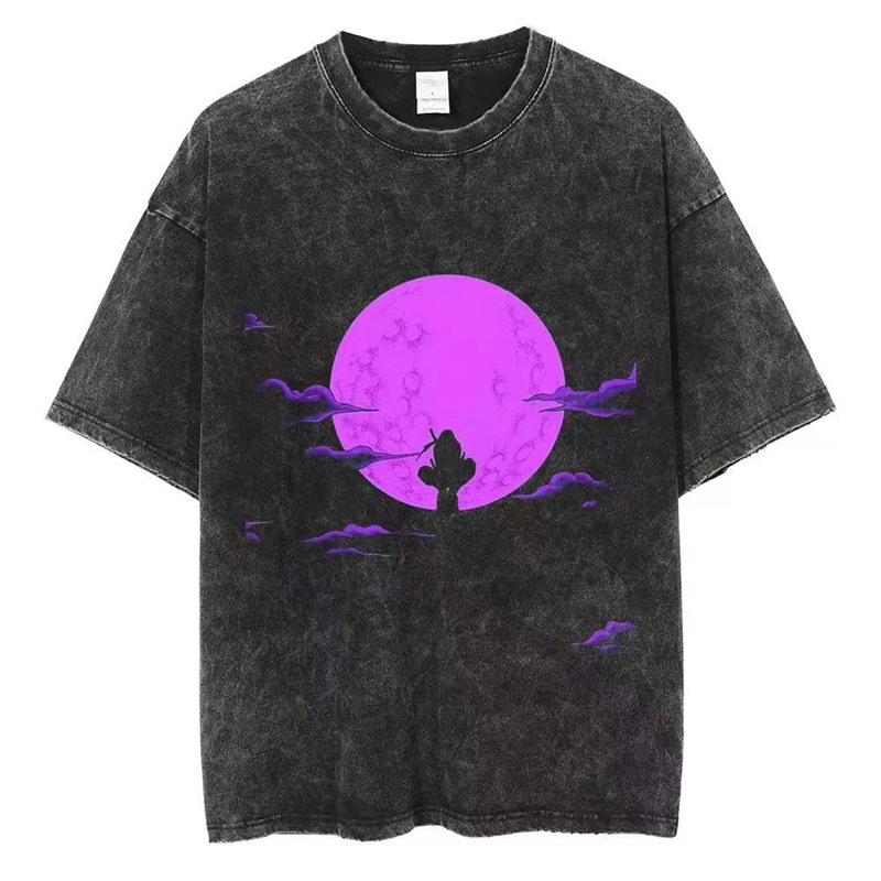 Foreign Trade Independent Women's New Version Harajuku T-Shirt 2025 Printed Loose Retro Men's Japanese Washed