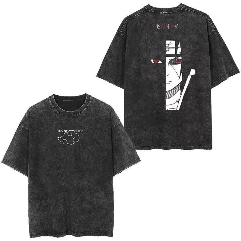 Foreign Trade Independent Women's New Version Harajuku T-Shirt 2025 Printed Loose Retro Men's Japanese Washed