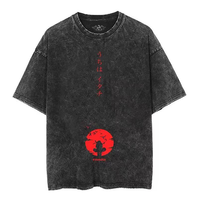 Foreign Trade Independent Women's New Version Harajuku T-Shirt 2025 Printed Loose Retro Men's Japanese Washed