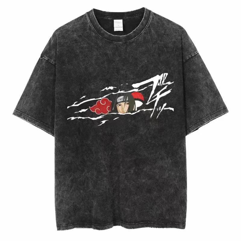 Foreign Trade Independent Women's New Version Harajuku T-Shirt 2025 Printed Loose Retro Men's Japanese Washed