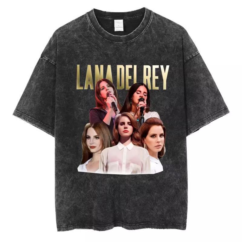 90S Singer Lana Del Rey Washed T-Shirt Harajuku Men s Retro