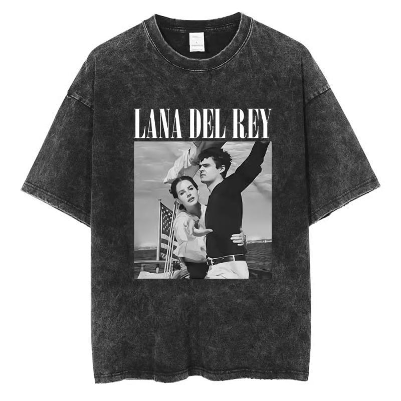 90S Singer Lana Del Rey Washed T-Shirt Harajuku Men s Retro