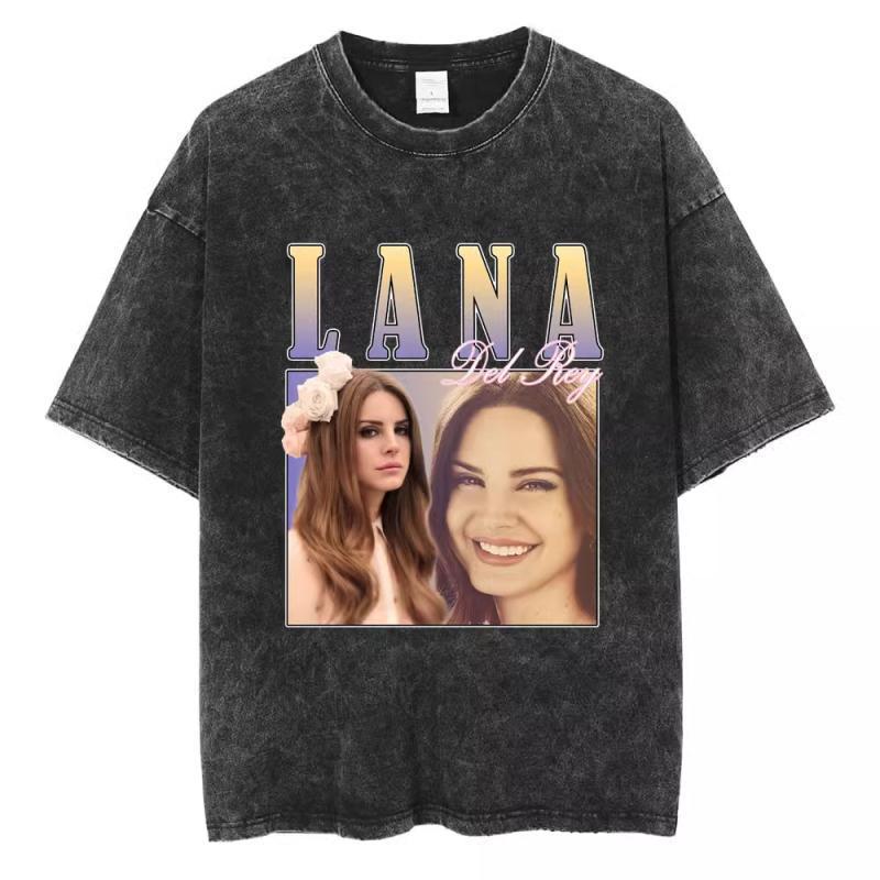 90S Singer Lana Del Rey Washed T-Shirt Harajuku Men s Retro