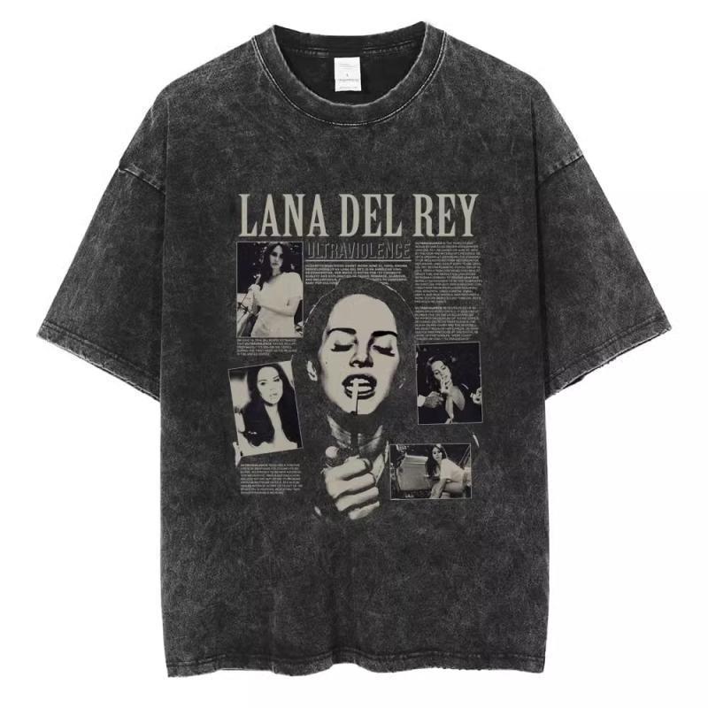 90S Singer Lana Del Rey Washed T-Shirt Harajuku Men s Retro