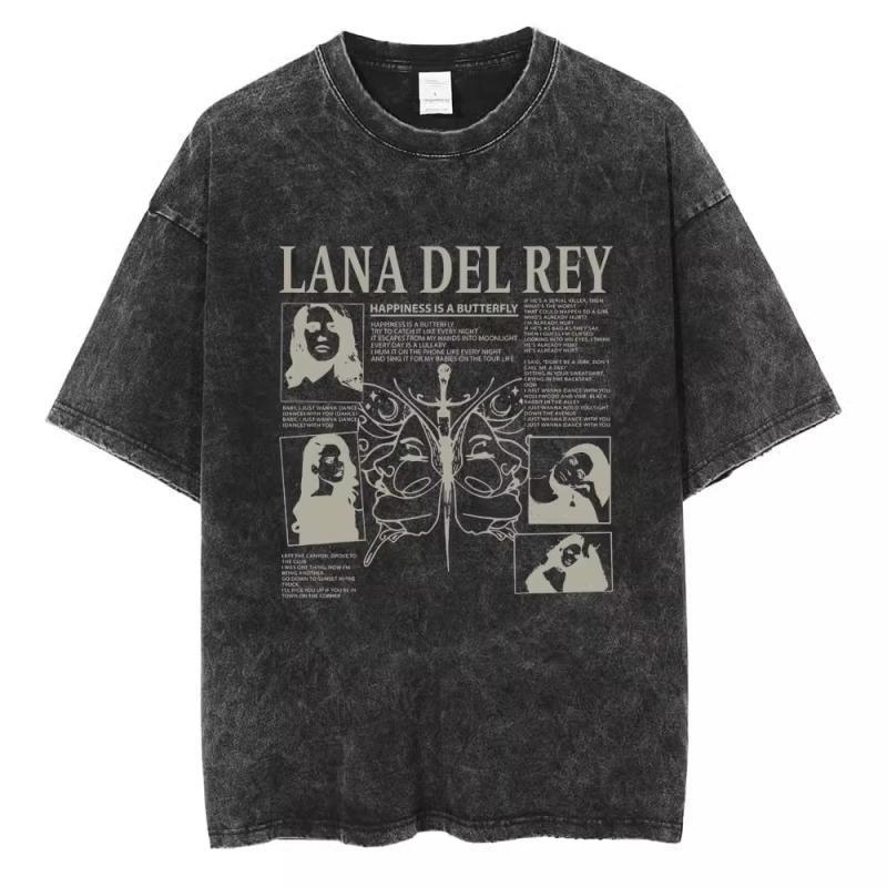 90S Singer Lana Del Rey Washed T-Shirt Harajuku Men s Retro