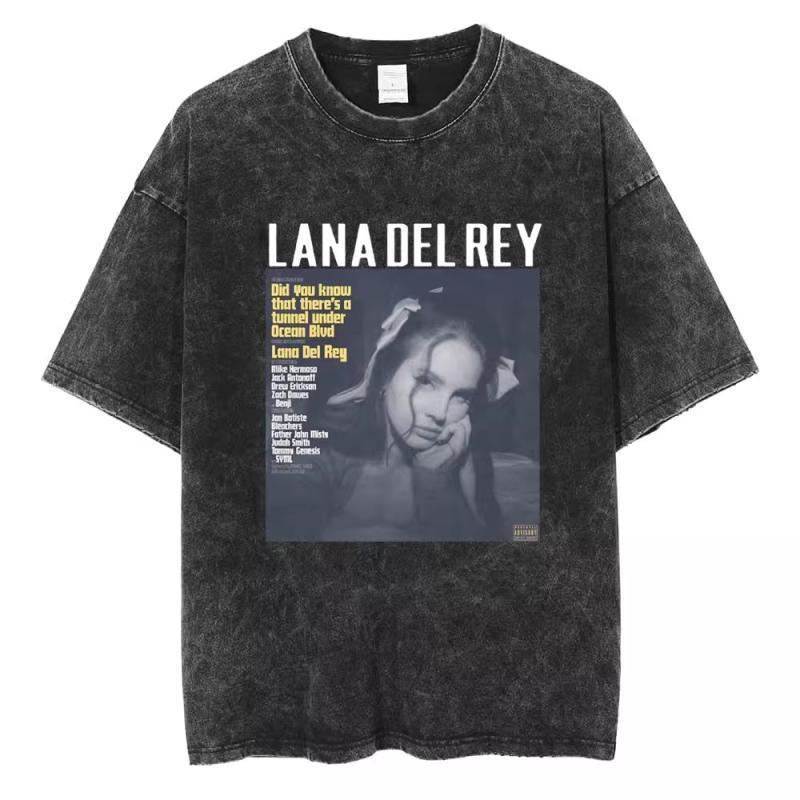 90S Singer Lana Del Rey Washed T-Shirt Harajuku Men s Retro