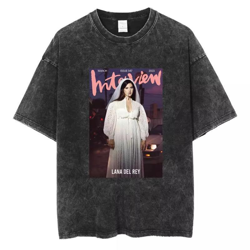 90S Singer Lana Del Rey Washed T-Shirt Harajuku Men s Retro