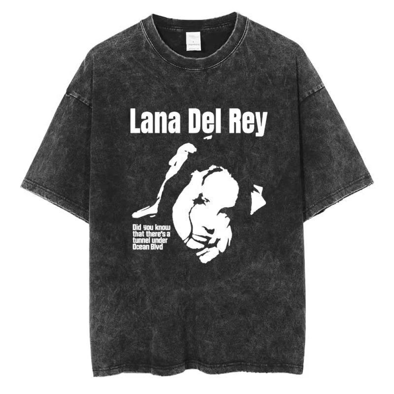 90S Singer Lana Del Rey Washed T-Shirt Harajuku Men s Retro