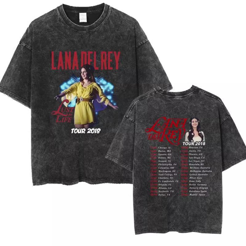 90S Singer Lana Del Rey Washed T-Shirt Harajuku Men s Retro