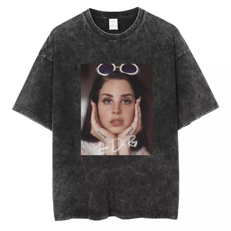 90S Singer Lana Del Rey Washed T-Shirt Harajuku Men s Retro