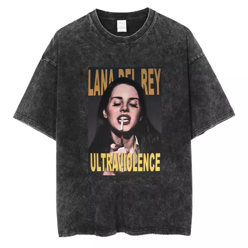 90S Singer Lana Del Rey Washed T-Shirt Harajuku Men s Retro