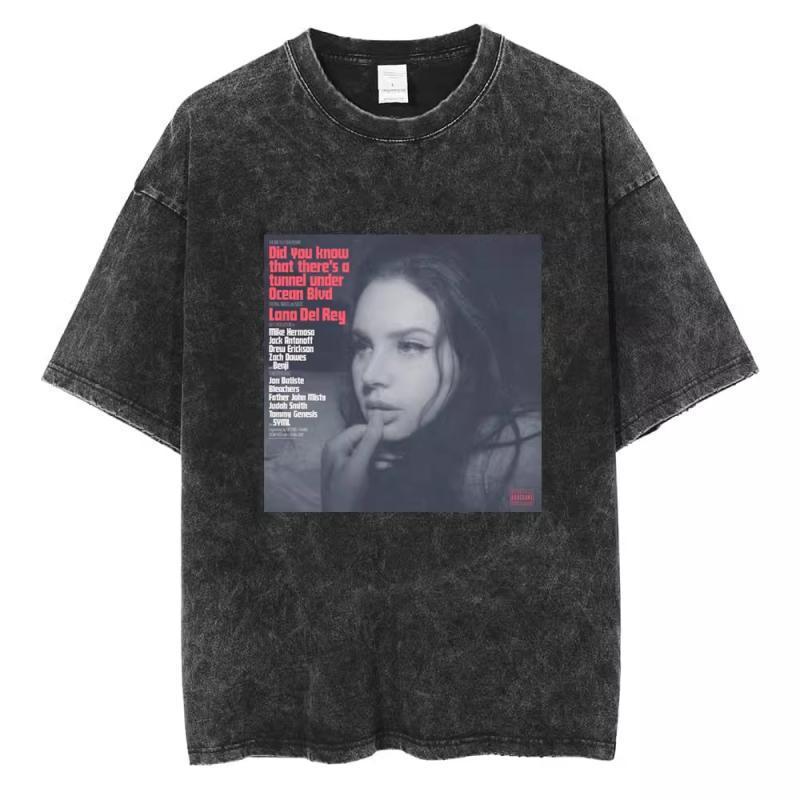 90S Singer Lana Del Rey Washed T-Shirt Harajuku Men s Retro