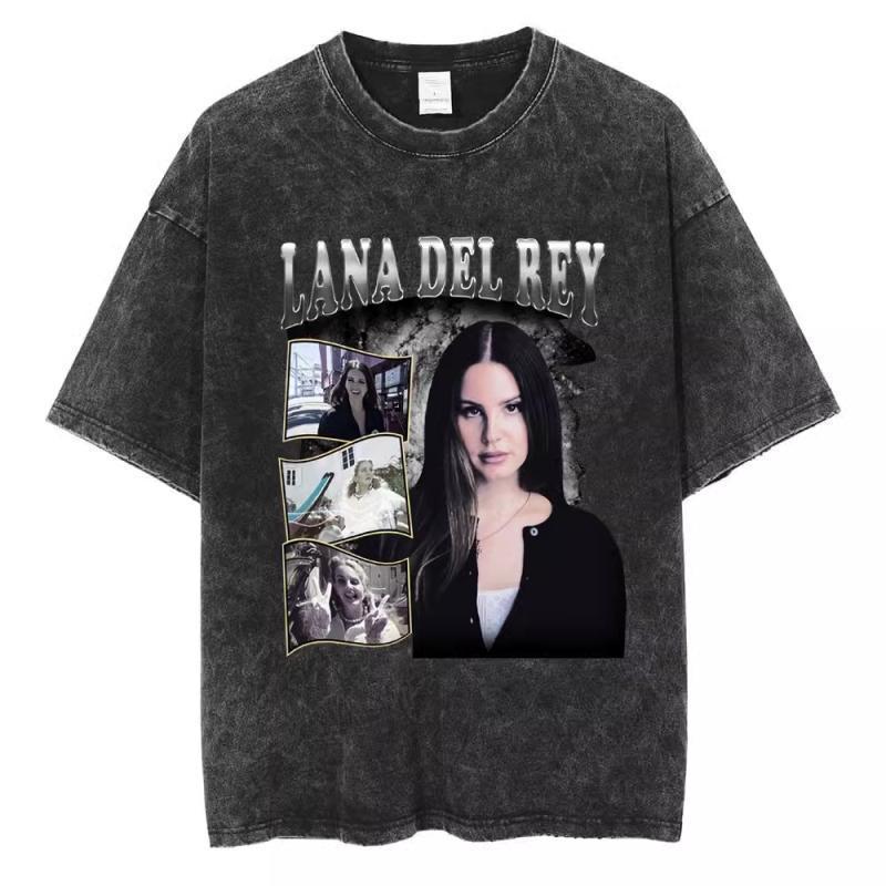 90S Singer Lana Del Rey Washed T-Shirt Harajuku Men s Retro
