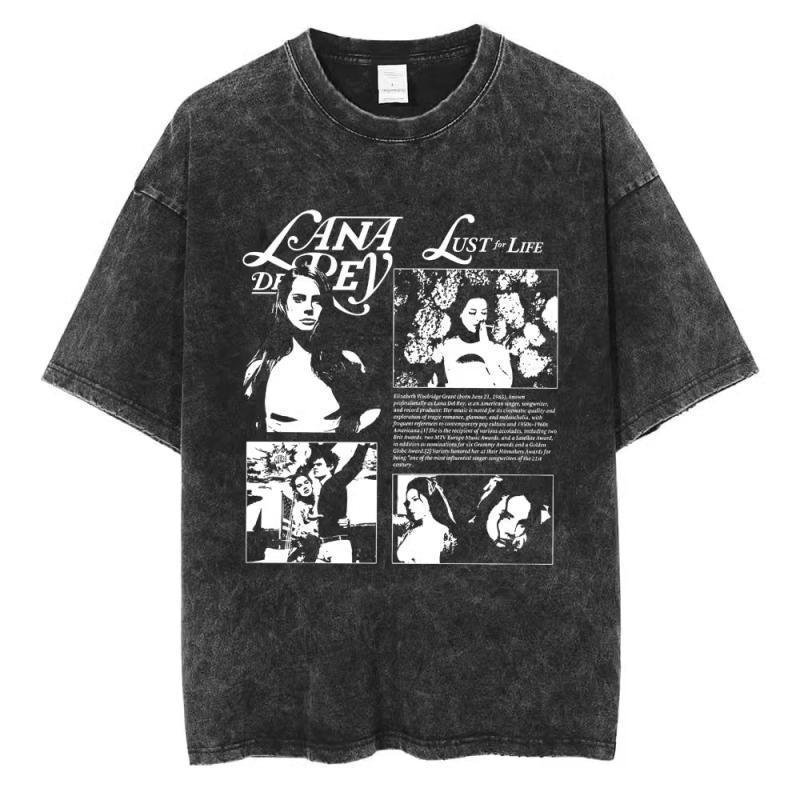 90S Singer Lana Del Rey Washed T-Shirt Harajuku Men s Retro