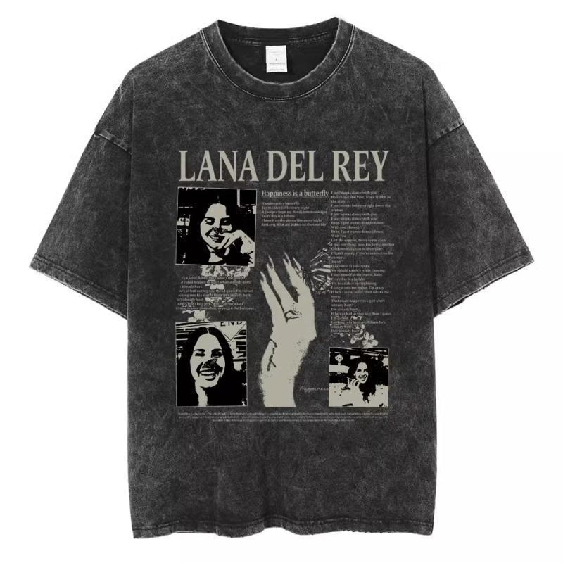 90S Singer Lana Del Rey Washed T-Shirt Harajuku Men s Retro