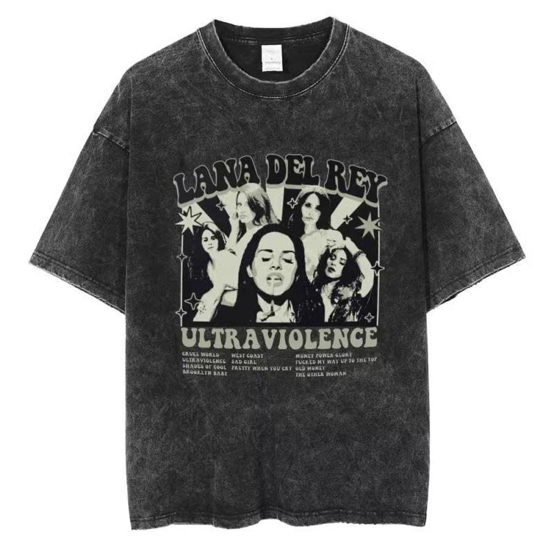 90S Singer Lana Del Rey Washed T-Shirt Harajuku Men s Retro