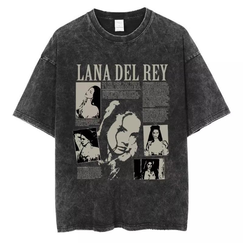 90S Singer Lana Del Rey Washed T-Shirt Harajuku Men s Retro